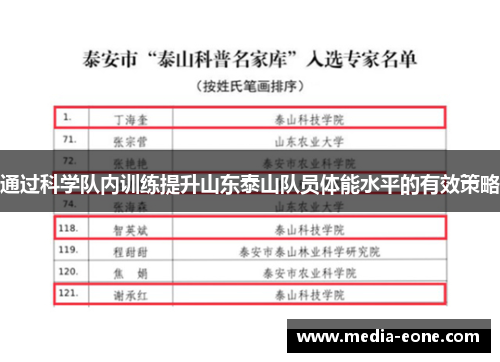通过科学队内训练提升山东泰山队员体能水平的有效策略