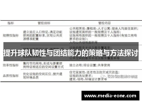 提升球队韧性与团结能力的策略与方法探讨
